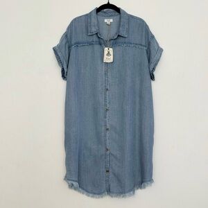 Easel Denim Tunic Button Down Dress sz L